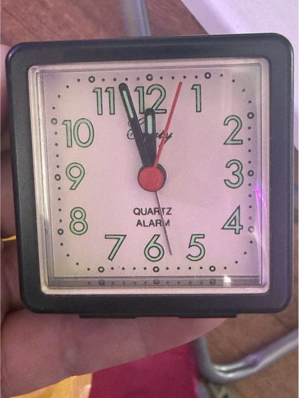 Vintage Style Mini Square Quartz Alarm Clock Black Battery Operated Travel Desk
